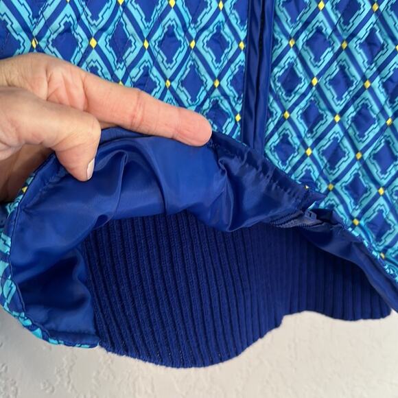 Blue Knit Sweater Quilted Vest Full Zip Front Nautical Preppy Coastal Yacht - Picture 4 of 7